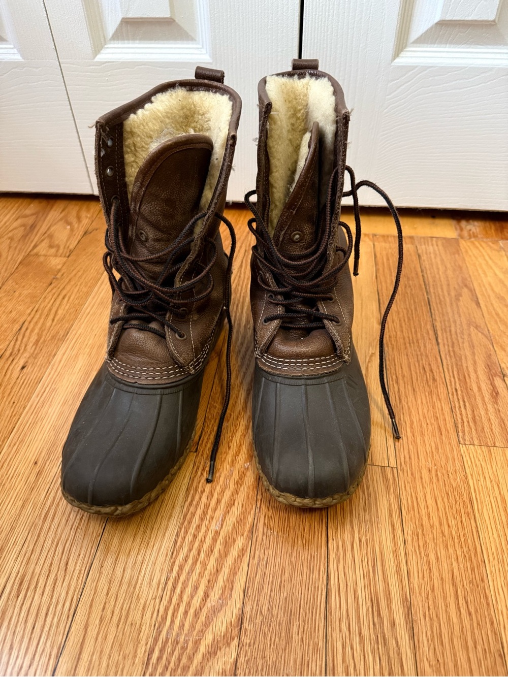 L.L. Bean Women’s Brown Leather Bean Boots with Shearling Lining